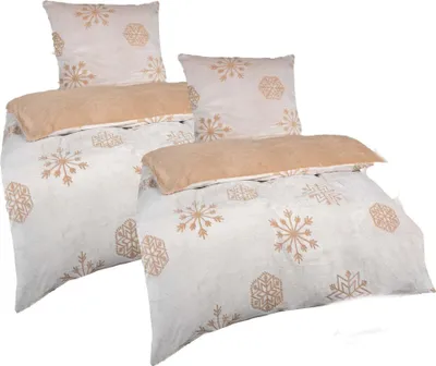 Produktbild von Wendebettwäsche Winter Plüsch Cashmere Touch Fleece Laser Cut 135x200 80x80: 4tlg. / Beige