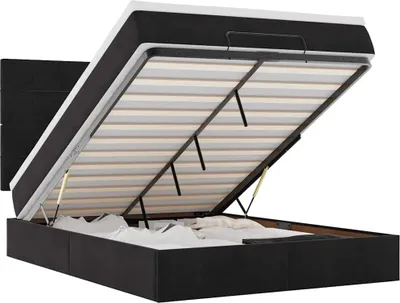 Obrázok produktu pre vidaXL Osmanská posteľ s matracmi a LED diódami čierna 140x190 cm zamat