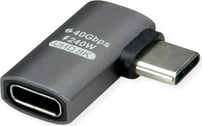 Produktbild von ROLINE USB4 Gen 3x2 Adapter Typ C ST/BU, Aluminium, 90°, flach, silberfarben