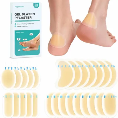 Produktbild von Promifun Blasenpflaster Mixpack - Hydrokolloid-Pflaster für Blasen an den Fersen, 28 Stück Vorteilspack