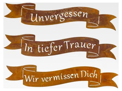 Produktbild von Metall Schilder Trauer 3er Set Rost Schriftzug Grabgestaltung