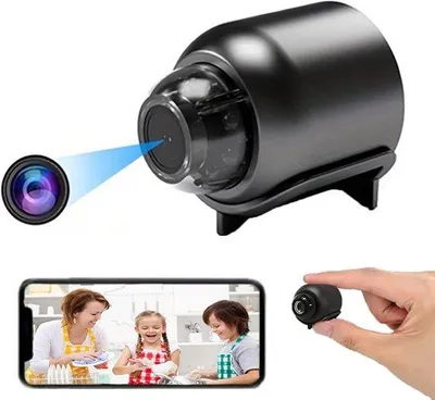 Produktbild von Mini-Sicherheitskamera – Baby- & Haustier-Überwachungskamera – Klein, drahtloses Modell mit Fernbedienung – Kompatibel mit Android & iOS – 32 GB Speicher