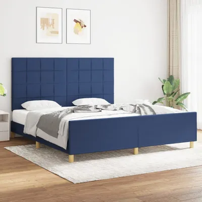 Produktbild von The Living Store Bettgestell mit Kopfteil Blau 180x200 cm Stoff