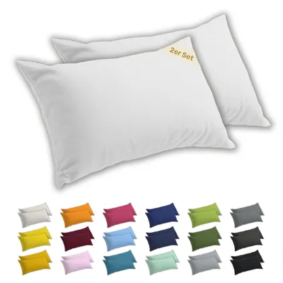 Produktbild von Lavea® 2er Set Kissenbezug 40x60 cm, 100% Baumwolle Jersey, YKK-Reißverschluss, Weiß