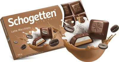 Produktbild von Schogetten Latte Macchiato Alpenvollmilchschokolade mit Kaffee 100g