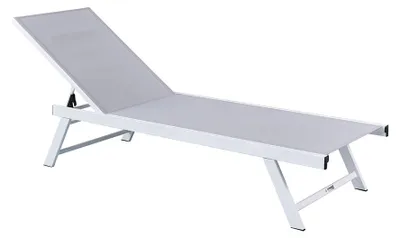 Produktbild von NAILEA Gartenliege – Anthrazit oder Weiß, Stahl, Polyester (192 x 60 x 32–96 cm) | verstellbare Rückenlehne und zeitloses Design