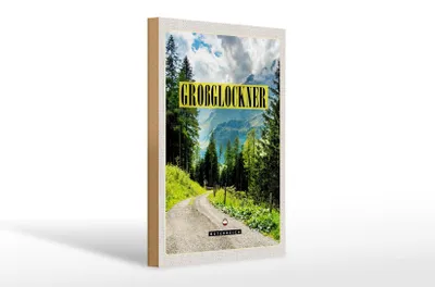 Produktbild von Holzschild Reise 20x30cm Großglockner Berge Schnee Natur Wald