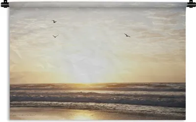 Produktbild von MuchoWow® Wandteppich Wandbehang Sonne - Vogel - Meer 60x40 cm Tapisserie Dekoration Wandtuch - Wanddekorationen