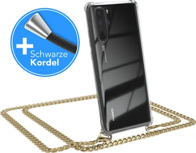 Produktbild von EAZY CASE Metall Handykette für Huawei P30 Pro, Handyhülle mit Umhängeband, Silikonhülle, Metallkette für Smartphone in Gold