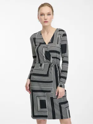 Produktbild von Orsay Schwarzes, gemustertes, knielanges Damenkleid 38