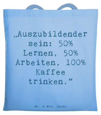 Produktbild von Mr. & Mrs. Panda Beutel Spruch Auszubildender - Sky Blue - Geschenk, Tasche, Einkaufstüte, Schultasche, humorvolle Aussage, Berufsalltag, Shopping, Uni, Berufe, Entdecken