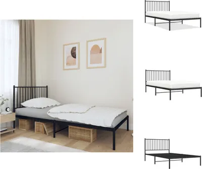 Produktbild von vidaXL Bettgestell mit Kopfteil Metall Schwarz 107x203 cm -  Betten & Bettgestelle