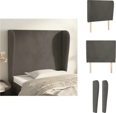 Produktbild von vidaXL Kopfteil mit Ohren Dunkelgrau 83x23x118/128 cm Samt -  Kopf- & Fußenden