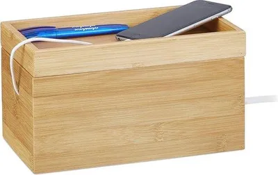Produktbild von Bambus-Kabelbox - Praktische Kabel-Organisationslösung für den Arbeitsplatz