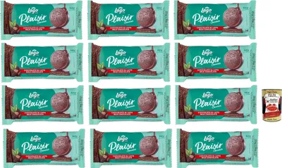 Produktbild von Lago Plaisir Chocolate, Runde Waffeln, überzogen mit Milchschokolade und gefüllt mit einer doppelten Schicht Kakaocreme, 12x 4 Einzelportionen, 96g (4x24g) + Italian Gourmet polpa 400g