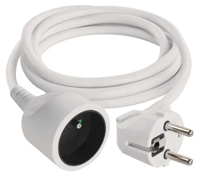 Prodlužovací kabel 1,5 m / 1 zásuvka / bílý / PVC / 1 mm2