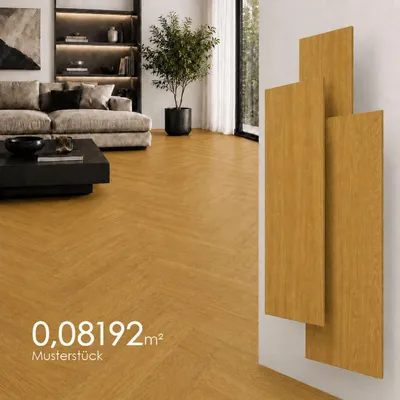 Produktbild von SPC Vinylboden Fischgrät 5,5mm Klick Vinyl Wasserfest Holzoptik mit IXPE Trittschalldämmung Herringbone Bodenbelag