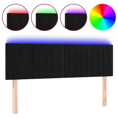 Image de vidaXL LED Tête de lit noir 144x5x78/88 cm velours
