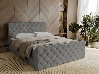 Produktbild von GrainGold Boxspringbett Lunaris  140x200 - Bett mit Matratze und Topper - Boxspringbett mit Bettkasten und Matratze - Boxspringbett Grau (Elegance 19)