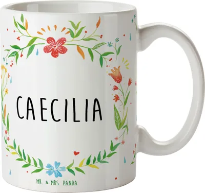 Produktbild von Mr. & Mrs. Panda Keramiktasse Caecilia - Geschenk, Teetasse, Tasse, Kaffeetasse, Pott, Kaffeebecher