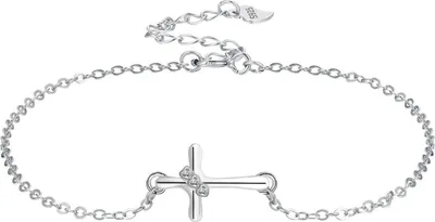 Image de Bracelet femme 925 argent sterling croix zirconium fête des mères anniversaire