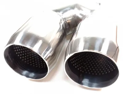 Immagine prodotto di Raccordo universale per doppio terminale di scarico per autovetture, 37–60 mm, lunghezza 21,5 cm, cromato