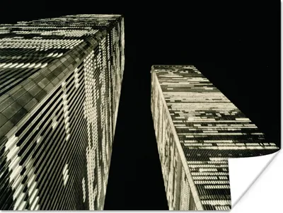 Produktbild von MuchoWow® Poster Ein Schwarz-Weiß-Foto des World Trade Center bei Nacht 120x90 cm - Wandbild