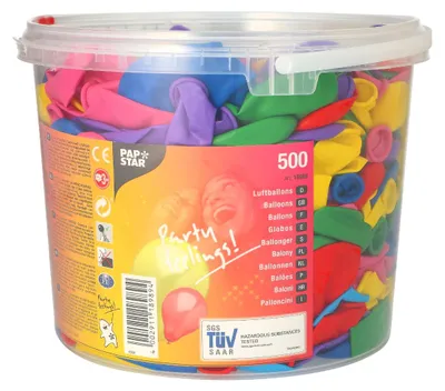 Zdjęcie produktu dla Papstar Balloons Ø 19 cm colours assorted in box, Zabawka - balon, Guma, Różne kolory, Owalny, 600 mm, 19 cm