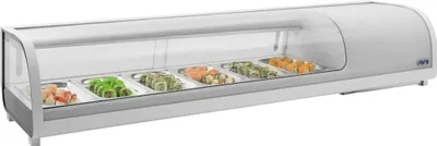 Produktbild von SARO Sushivitrine Modell SAMIRA Sushivitrine, Kühlvitrine, Glas, Schiebetüren, GN-Einlass,Asiatisch, Imbiss, Restaurant, Kühlen, Lagern, Präsentieren