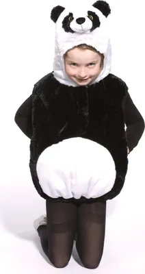 Produktbild von Oh2017-104-110 weiß-schwarz Kinder Pandabär Weste Kostüm Gr.104-110