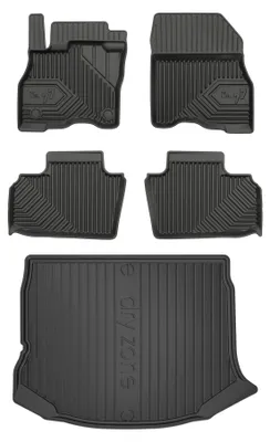 Produktbild von Gummimatten + Kofferraumwanne für Nissan Leaf II 2017-2025 (Schrägheck, fester Ladeboden) – Schwarz, passgenau – Wielganizator