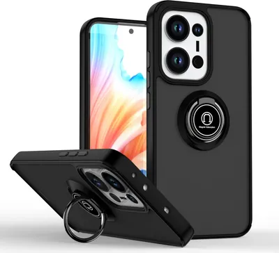 Image de Coque pour Oppo Reno13 Pro coque TPU translucide mate avec support d'anneau et stand Noir