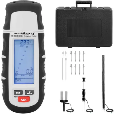 Image de Compteur d'humidité - Mesureur d'humidité du bois - Appareil de mesure de l'humidité des murs, avec écran LCD rétroéclairé et plage de mesure de 0,1 % à 75 %