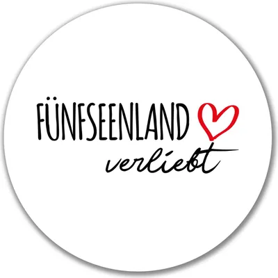 Produktbild von Huuraa Aufkleber Fünfseenland verliebt 10cm rund Sticker Geschenkidee