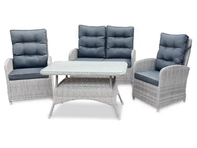 Produktbild von bellavista - Home&Garden® Monte Carlo Polyrattan Lounge-Set 4-teilig grau für 4 Personen