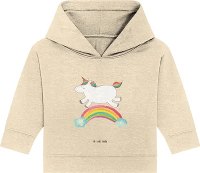 Produktbild von Mr. & Mrs. Panda Organic Baby Hoodie Einhorn Regenbogen 24. - 36. Monat - Natural Raw - Geschenk, Glitzer, Erwachsenwerden, Kapuzenshirt, Einhornpower, Kapuzensweatshirt