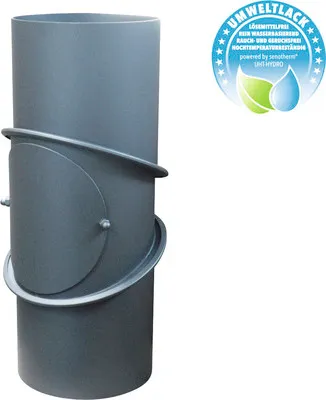 Produktbild von Ofenrohr-Bogen Bertrams 3 tlg. mit Tür verstellbar 0-90° Ø 150 mm senotherm UHT-Hydro lackiert schwarz zylindrisch
