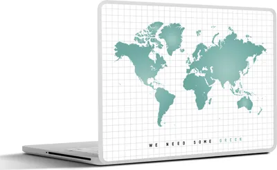Produktbild von MuchoWow® Laptop Aufkleber Sticker Cover Weltkarte - Taschen - Mintgrün 31x22.5 cm - Laptop-Deko