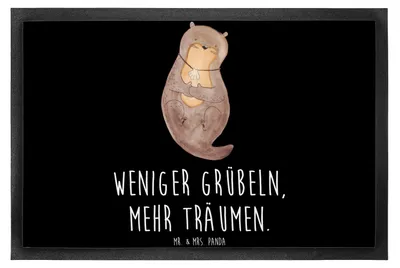 Produktbild von Mr. & Mrs. Panda fußmatte Otter Muschel 50 x 75 cm - Schwarz - Geschenk, Positiv, Türvorleger, Bodenvorleger, Optimistisch, Seeotter, Schmutzfangmatte, Schuhabstreifer