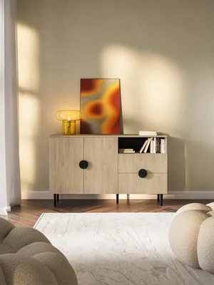 Produktbild von Kommode OZANA - 137 cm - Sideboard, Mehrzweckschrank (Eiche Cremona)