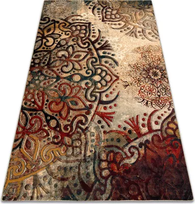 Produktbild von Wollteppich POLONIA Boho Rosette rot Mehrfarben 300x400 cm