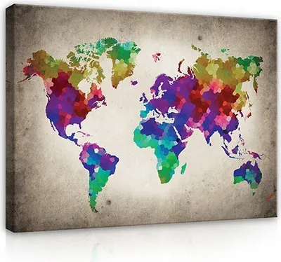 Produktbild von Leinwandbild Kinderzimmer Weltkarte Kinder 120x80 cm XXL Modern Canvas Bilder Leinwandbilder Wandbilder Kunstdruck Wand Bild auf Leinwand Aufhängefertig