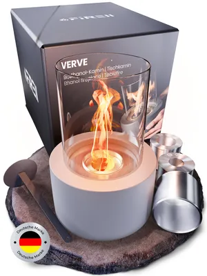 Zdjęcie produktu dla Kominek stołowy Firell® VERVE z litego betonu – kominek na bioetanol do użytku wewnątrz i na zewnątrz – wyjątkowo długi czas palenia – kominek stołowy na etanol do użytku wewnątrz i na zewnątrz