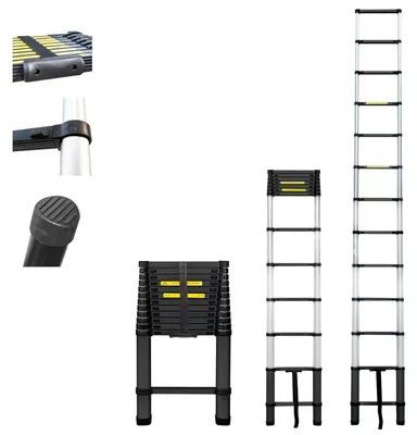 Zdjęcie produktu dla Teleskopowa drabina aluminiowa, wysokość 3,8 m