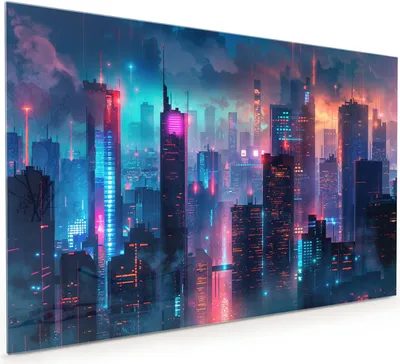 Produktbild von Küchenrückwand Spritzschutz Glas mit Motiv Zukunftsstadt 40 x 40 cm