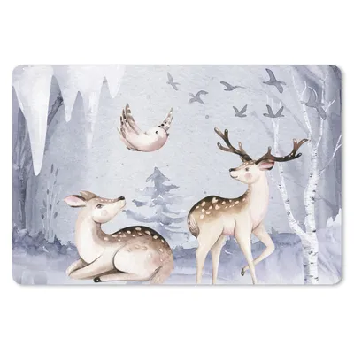 Produktbild von MuchoWow® Schreibtischunterlage Winter - Hirsche - Vögel - Schnee 60x40 cm - XXL Mauspad - Großes Mauspad