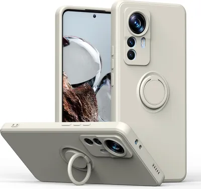 Produktbild von Xiaomi 12T Pro Handyhülle, Ring Halter Ständer Kratzfeste Weiche Silikon schutzhülle für Xiaomi 12T / Xiaomi 12T Pro Weiß