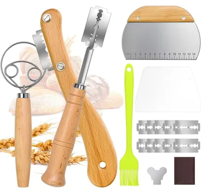 Bäckermesser-Set 6-teilig mit Zubehör für Brotbacken