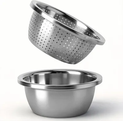 Image de Passoire en acier inoxydable, à mailles fines, de 22 cm, avec bol, pour la cuisine