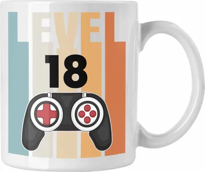 Produktbild von Trendation - 18. Geburtstag Tasse Gamer Jungs Jungen Geschenkidee zum Geburtstag Lustig Achtzehn (Weiß)